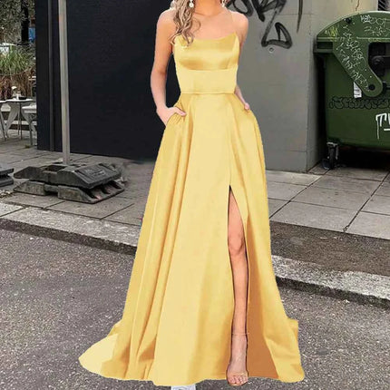 Nuovo per le donne Abito elegante Moda estiva Festa notturna Formale Abito da sera lungo con spalline Abiti da sposa eleganti