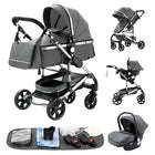 Multifunction 3 in 1 Baby Stroller with Car Seat and Sleeping Basket Baby Pram Lightweight Infant Pushchair Compact Folding Pram