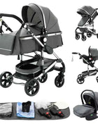 Multifunction 3 in 1 Baby Stroller with Car Seat and Sleeping Basket Baby Pram Lightweight Infant Pushchair Compact Folding Pram