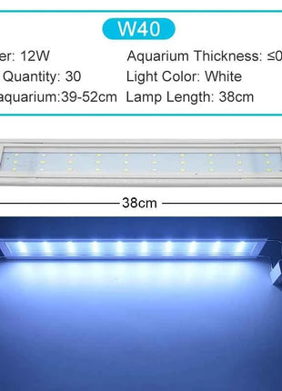 Aquarium LED Light Super Slim Fish Tank Aquatic Plant Grow Lighting Waterproof Bright Clip Lamp Blue LED 18-72cm for Plants 220v