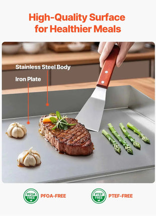 SucceBuy Commercial Electric Griddle 50-300°C Adjustable Temp Control, Stainless Steel Countertop Flat Top Grill for Steak, Panc