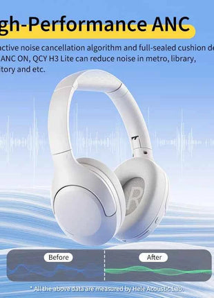 QCY H3 Lite ANC Wireless/Wired Headphones Bluetooth 5.3 Foldable Over Ear Headset HIFI Sound 60H Playtime Earphones Dual Connect