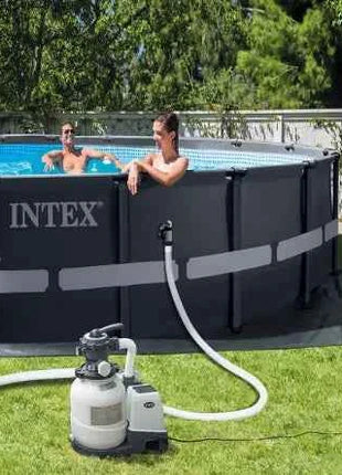 Piscina Intex Grande da Esterno con Telaio Rinforzato, Piscina Familiare per Casa e Bambini, Piscina Pieghevole da Giardino