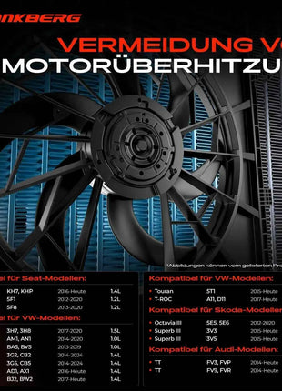 Ventola di raffreddamento motore Frankberg 1x per VW Golf VII Audi A3 8V Seat Leon Skoda 5Q0121203CB 5Q0909455J