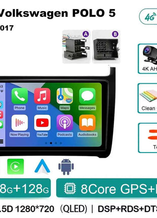 Android 15 For Volkswagen VW POLO 5 Sedan 2008 - 2023 Car Radio Navigation Multimedia Player Carplay Auto Stereo DSP WIFI+4G GPS
