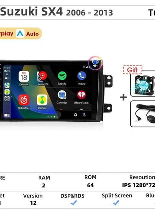 Srnubi Car Radio For Suzuki SX4 Cross 2006-2013 For Fiat Sedici Carplay Android Auto Radio Multimedia Player 4G Wifi GPS 2 Din