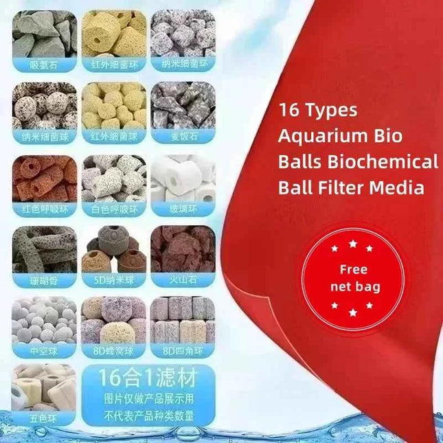 16 Types Aquarium Bio Balls Biochemical Ball Filter Media for Aquarium Filter Accessories for Fish Tank Hot Sale 250g 500g 1000g