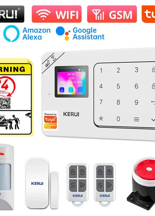 KERUI Sistema di Allarme Domestico Supporto Alexa, W184 Tuya Allarme di Sicurezza Domestica Intelligente 4G/WiFi Protezione Antifurto Senza Fili Sensore di Movimento PIR