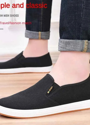 Men's Canvas Sneakers Casual Slip-On Vulcanized Lightweight Flat Shoes Affordable Free Shipping