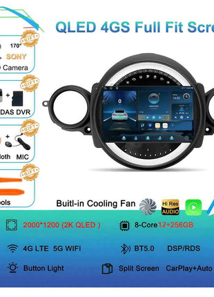 Android16 Radio Qled For BMW MINI Cooper R56 R60 2007 - 2014 Car intelligent systems Navigation GPS Carplay Android auto WIFI+5G