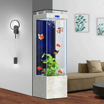 Living room vertical small fish tank  integrated circulation filtration household ultra-white ecological aquarium viewin