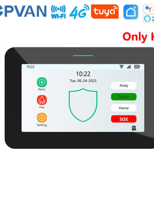 CPVAN Wireless WiFi Tuya Sistema di allarme domestico intelligente Antifurto domestico Allarme di protezione di sicurezza Kit fai da te Allarme Batteria incorporata da 5000 mAh