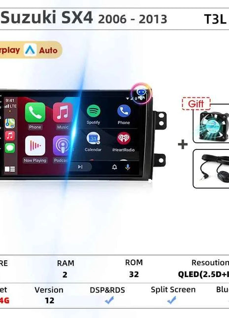 Srnubi Car Radio For Suzuki SX4 Cross 2006-2013 For Fiat Sedici Carplay Android Auto Radio Multimedia Player 4G Wifi GPS 2 Din