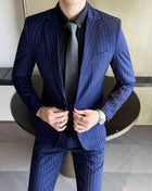 Abito Uomo 2 Pezzi Slim Fit a Righe - Giacca e Pantalone Business Casual
