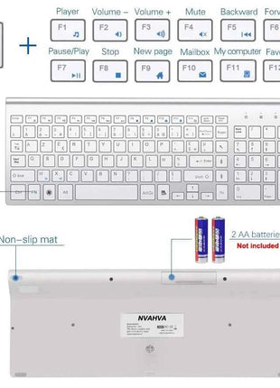 AZERTY French Layout 2.4G Mouse Keyboard Ultra-Slim Wireless Keyboard and Mouse Set Silent Compact for PC Laptop Windows
