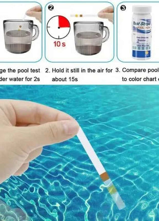 Strisce Reattive per Test Cloro e pH per Piscine, Acquari e Vasche dei Pesci, Tester per Acqua, Cloro Residuo, Valore pH, Alcalinità, Durezza