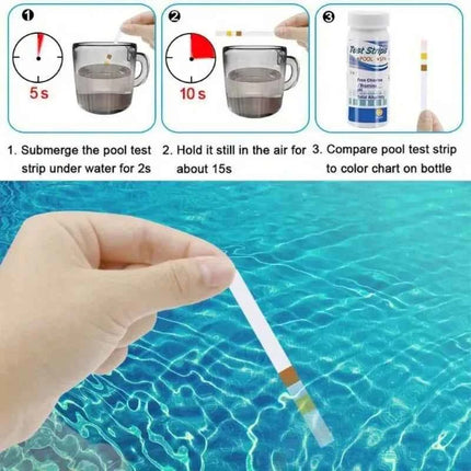 Strisce Reattive per Test Cloro e pH per Piscine, Acquari e Vasche dei Pesci, Tester per Acqua, Cloro Residuo, Valore pH, Alcalinità, Durezza