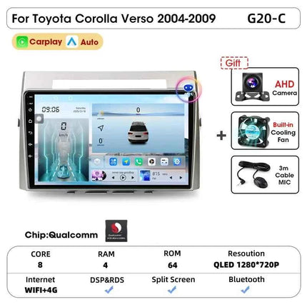 Srnubi Android Car Radio for Toyota Corolla Verso 2004-2009 Carplay Android auto 2Din Multimedia Player Autoradio Navigatore GPS