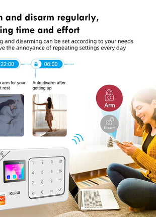 Sistema di Allarme GSM KERUI, Pannello di Allarme Domestico WiFi con Batteria Integrata, Kit di Allarme di Sicurezza Wireless 433MHz per Casa, Compatibile con Tuya Smart W181