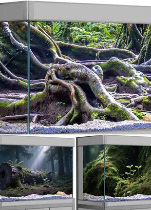 Aquarium Background Poster Large Forest Tree Trunk Moss PVC Waterproof Backdrop for Freshwater/Saltwater & Reptile Tanks