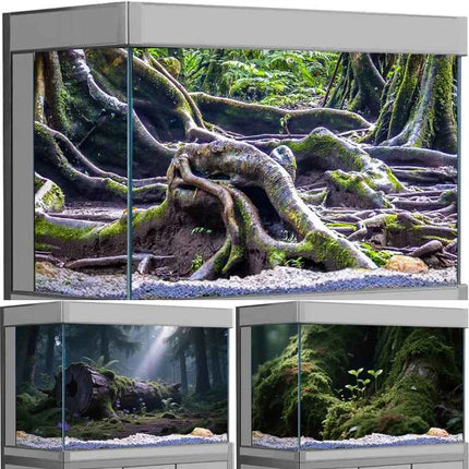 Aquarium Background Poster Large Forest Tree Trunk Moss PVC Waterproof Backdrop for Freshwater/Saltwater & Reptile Tanks