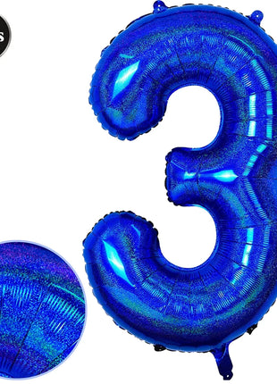 Palloncino laser blu da 40 pollici digitale 0123456789 Palloncino a elio foil Ragazzi Ragazze Compleanno Decorazioni per feste blu Palloncino Bluey