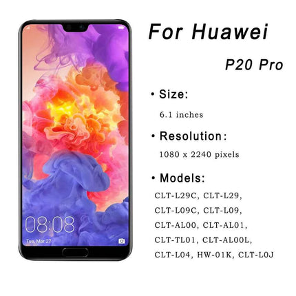 Display LCD AMOLED con Touch Screen Digitizer per Huawei P20 Pro, Ricambio per HUAWEI P20 Pro CLT-L29C L29 L09 AL01 TL01