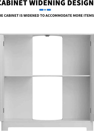 DayPlus Bathroom Under Sink Cabinet Storage Cabinet, Free Standing Wooden Organiser, Floor Basin Cupboard Unit with Double Doors