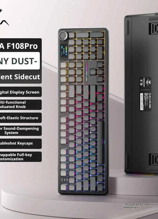 AULA F108 PRO Mechanical Keyboard Custom 100% Layout RGB Backlight Wireless Bluetooth Hifi Switch Gaming Keyboard
