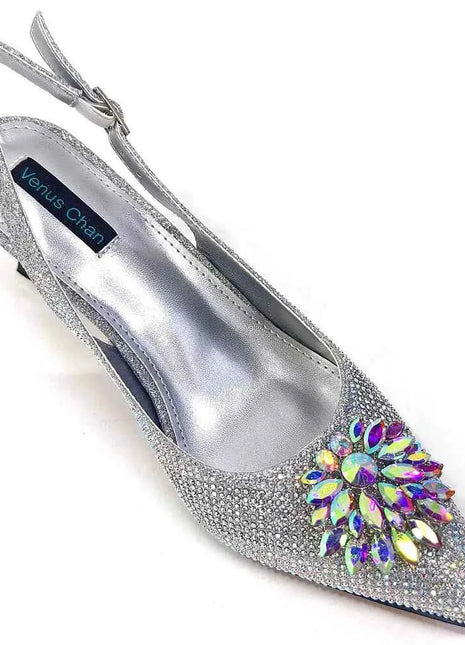 Nuovi arrivi Design speciale colore argento scarpe da donna africane e Set di borse décolleté a punta per la festa di nozze