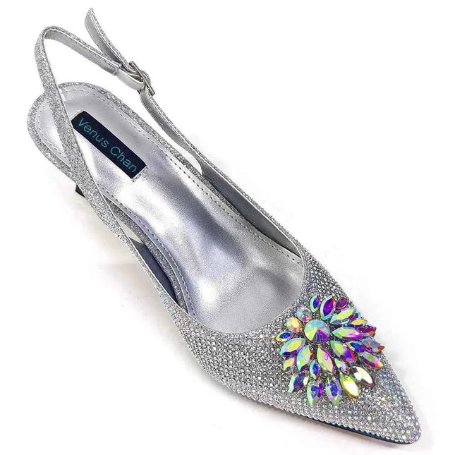 Nuovi arrivi Design speciale colore argento scarpe da donna africane e Set di borse décolleté a punta per la festa di nozze