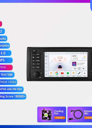 Hizpo Car Intelligent Systems for BMW 5 Series E39 X5 E53 M5 1996-2003 Multimedia 2din Autoradio Android 13 Auto Carplay 7862 4G