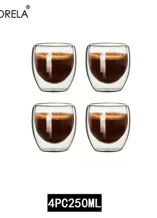 Set Tazze in Vetro a Doppia Parete Borosilicato Termoresistente per Tè Caffè Succo e Acqua