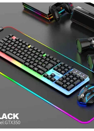 NG GTX350 Gaming Keyboard Mouse Combos Computer Laptop Backlight Gamer Kit LED Wired Usb Keyboard GTX350 Set-Black