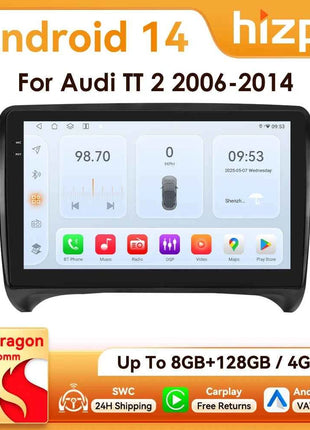 9" Hizpo 2Din Android Auto Car Radio for Audi TT MK2 8J 2006 - 2014 Snapdragon 6115 GPS Navigation SWC DSP 4G BT CarPlay 360°CAM