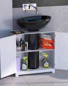 DayPlus Bathroom Under Sink Cabinet Storage Cabinet, Free Standing Wooden Organiser, Floor Basin Cupboard Unit with Double Doors