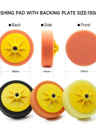 DETAILING Tamponi per lucidatura in schiuma da 150 mm Adattatore per trapano M14 Strumento per lucidatura Disco per lucidatura a vite per lucidatrice rotativa da 6 pollici