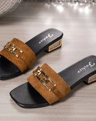 Women's Spring and Summer Casual Sandals, Unisex Fashion Metal Buckle Bohemian Buckle Sandals, Beach Shoes, Versatile Kitten Heel Sandals, Holiday, Party, Daily Work Wear