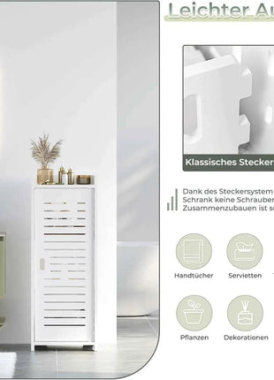 Free bathroom cabinet with 1 door for house, kitchen, living room and hallway, 80x30x30cm, White