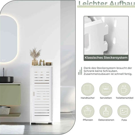 Free bathroom cabinet with 1 door for house, kitchen, living room and hallway, 80x30x30cm, White