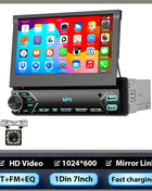 Hikity Multimedia Player Mirror Link 7'' HD Manual Retractable Touchscreen Universal MP5 Car Player BT FM TF Colorful Backlight