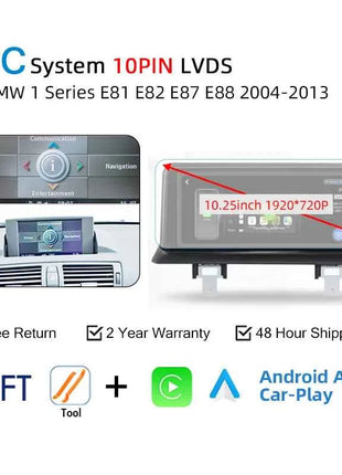 For BMW 1 Series E81 E82 E87 E88 2004-2012 CCC CIC Wireless Carplay Android Auto Car Multimedia Player Linux 1920*720 Screen