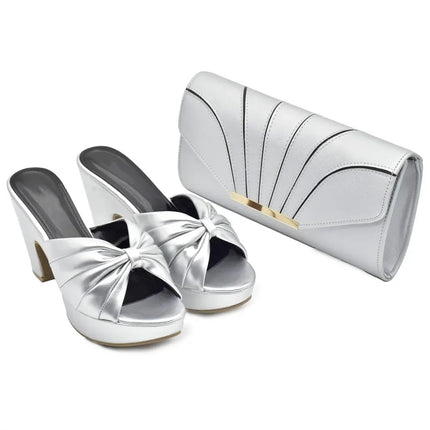 Nuovo arrivo Set di scarpe e borse per donna 2025 Scarpe e borse africane Set coordinato Scarpe da sposa Décolleté con zeppa da sposa per donna
