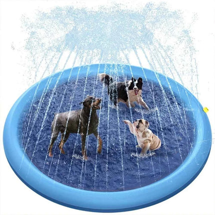 Tappetino Gioco Spruzzatore per Cani, Piscina Antiscivolo per Esterni, Giocattolo Acquatico Estivo per Giardino, Tappeto Fontana per Bambini