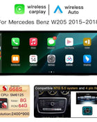 12.8'' 2400*900 High Resolution Android 14 Snapdragon 665 8GB Wireless Carplay Car Screen For Mercedes Benz C Class W205 GLC Class X253 W446 2015-2018 Multimedia Radio Stereo
