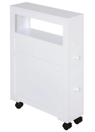 HOMCOM Mobile Bagno con Ruote, 2 Cassetti e Ripiano 16x52x71,5 cm – Bianco