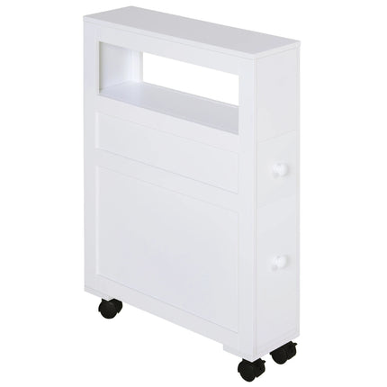 HOMCOM bathroom cabinet with wheels 2 drawers and shelf 16x52x71,5 cm White