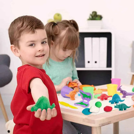 Yeahbo Argilla Polimerica Senza Cottura, Plastilina Bambini Dinosauri Giocattolo per 3 4 5 6 Anni, Argilla da Modellare Pasta Modellabile Attrezzi e Accessori, Giochi Regalo Bambini Bambina