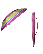 Ombrellone da Spiaggia, Diametro 240 cm con 8 Stecche in Fibra Vetro - Ombrello Mare con Sacca Tracolla - RIGHE MULTICOLOR