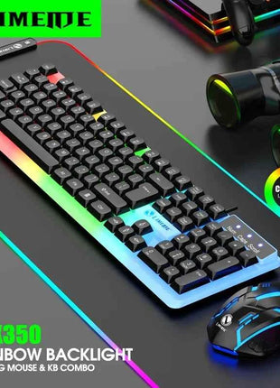 NG GTX350 Gaming Keyboard Mouse Combos Computer Laptop Backlight Gamer Kit LED Wired Usb Keyboard GTX350 Set-Black